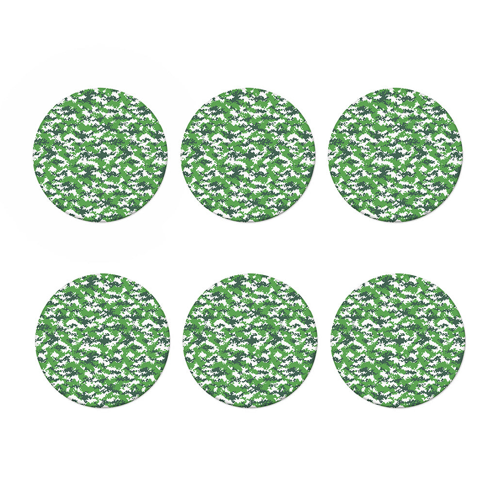Green And White Digital Camo Print Coaster Set