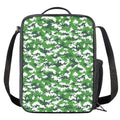 Green And White Digital Camo Print Crossbody Lunch Bag