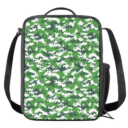 Green And White Digital Camo Print Crossbody Lunch Bag
