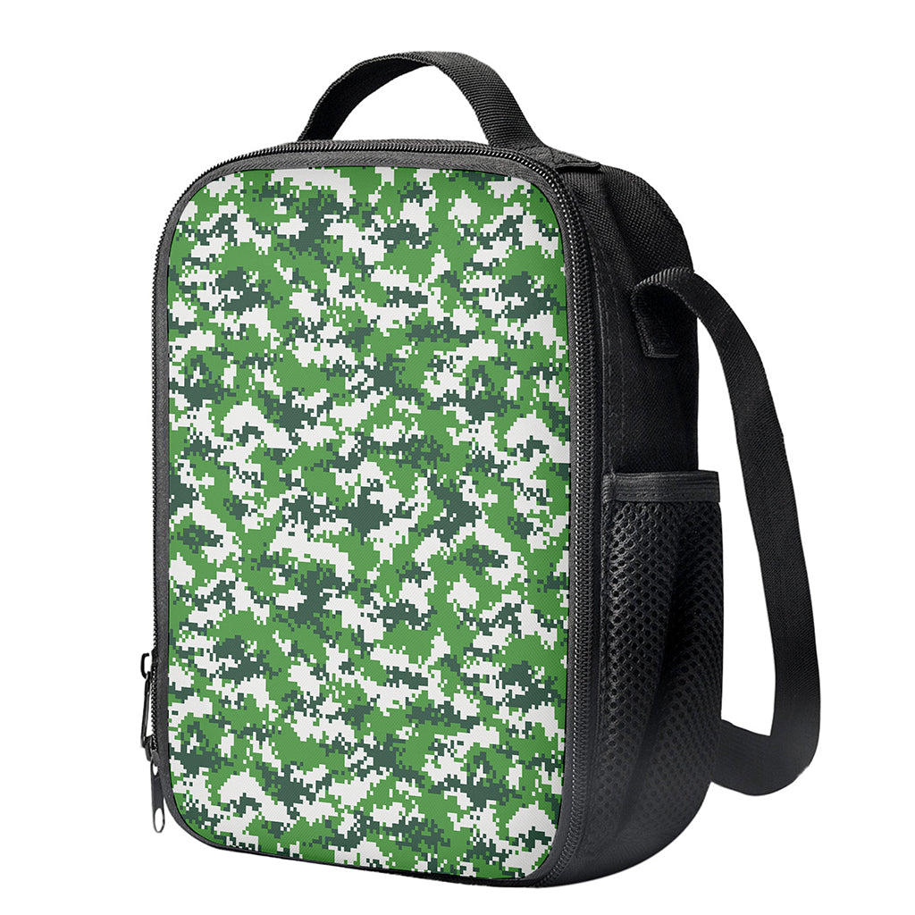 Green And White Digital Camo Print Crossbody Lunch Bag