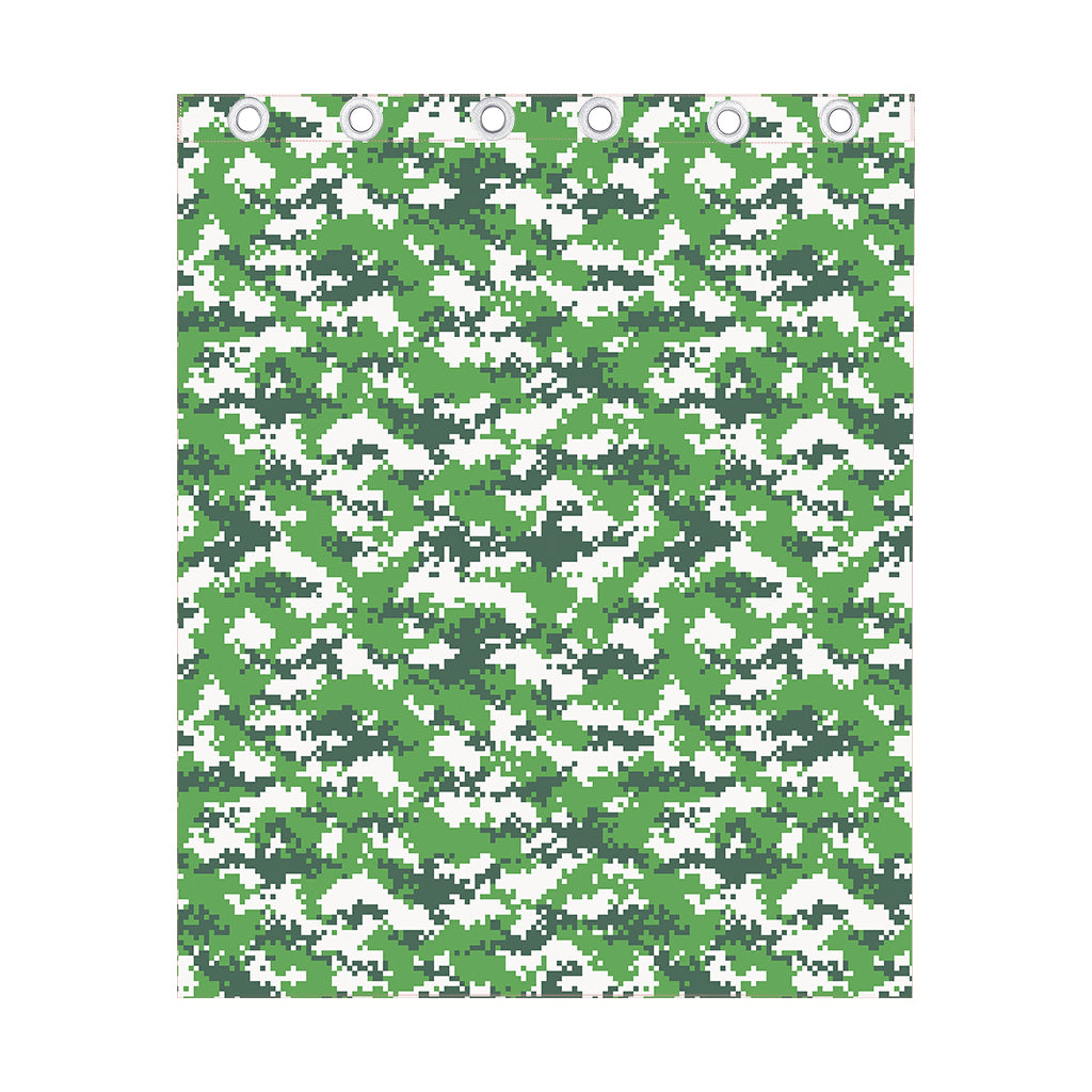 Green And White Digital Camo Print Curtain