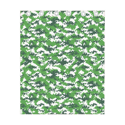 Green And White Digital Camo Print Curtain