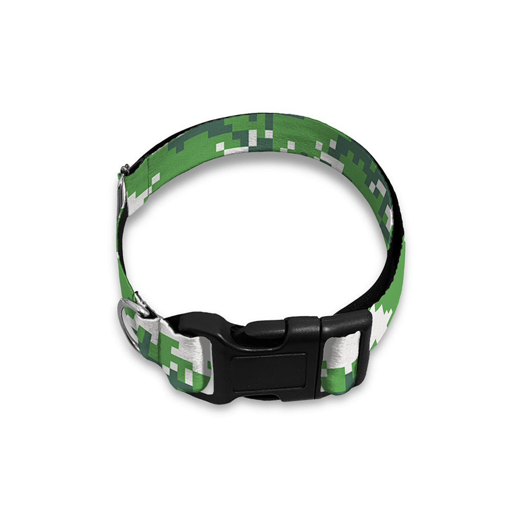 Green And White Digital Camo Print Dog Collar