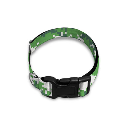 Green And White Digital Camo Print Dog Collar
