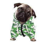 Green And White Digital Camo Print Dog Zip Up Hoodie