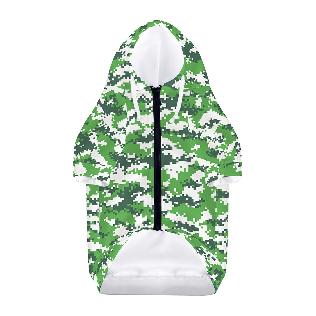 Green And White Digital Camo Print Dog Zip Up Hoodie