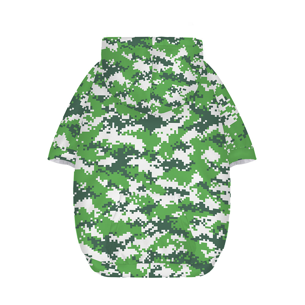 Green And White Digital Camo Print Dog Zip Up Hoodie