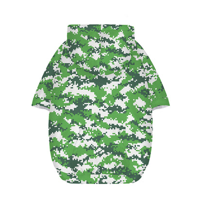Green And White Digital Camo Print Dog Zip Up Hoodie
