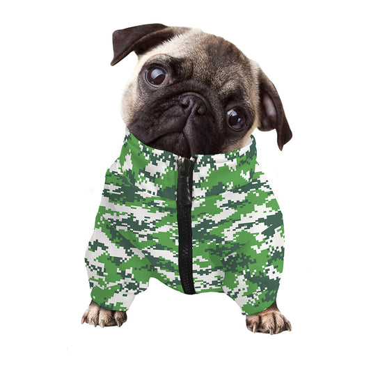 Green And White Digital Camo Print Dog Zip Up Jacket
