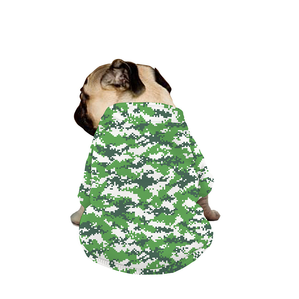 Green And White Digital Camo Print Dog Zip Up Jacket