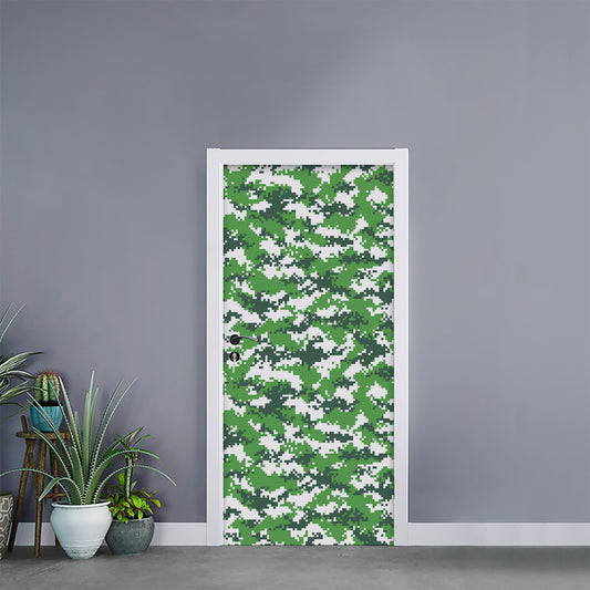 Green And White Digital Camo Print Door Sticker