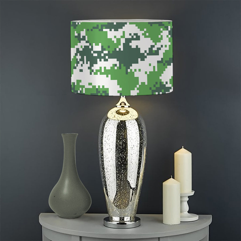 Green And White Digital Camo Print Drum Lamp Shade