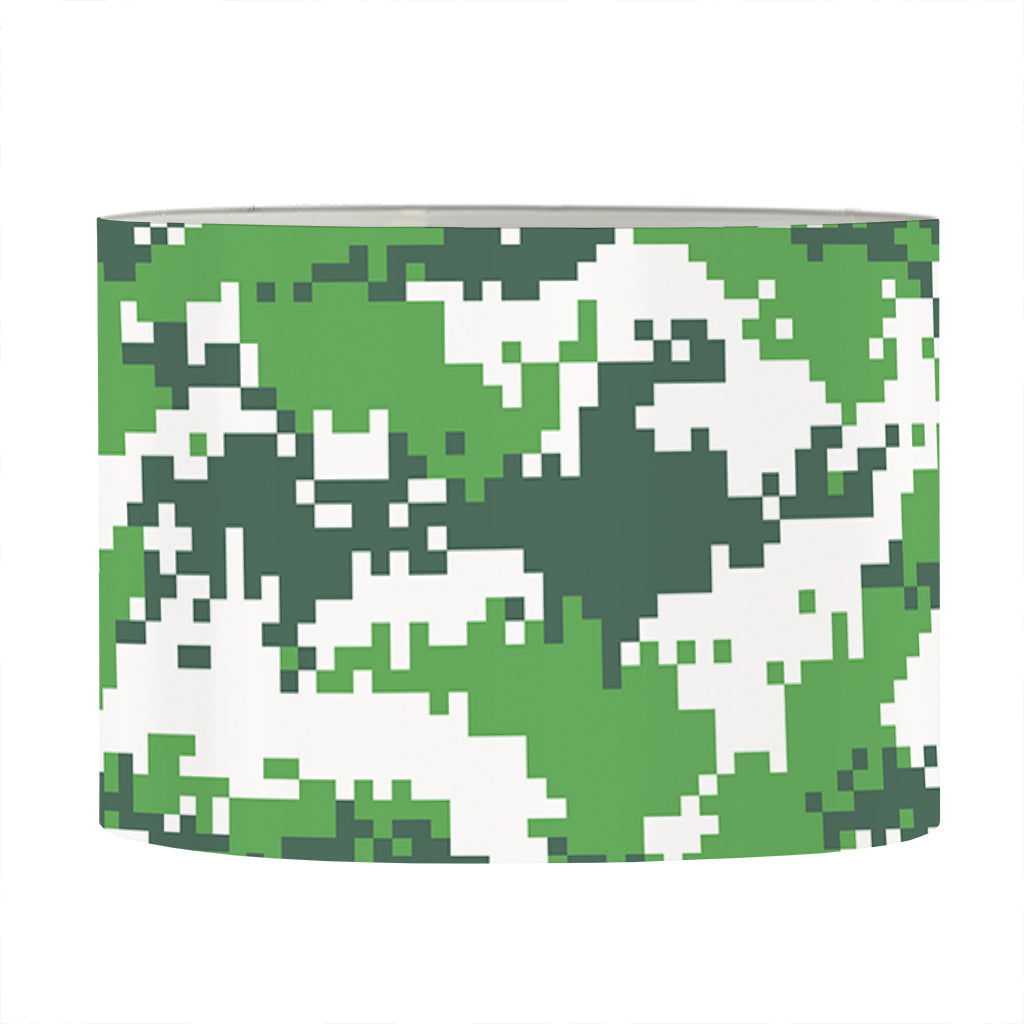 Green And White Digital Camo Print Drum Lamp Shade