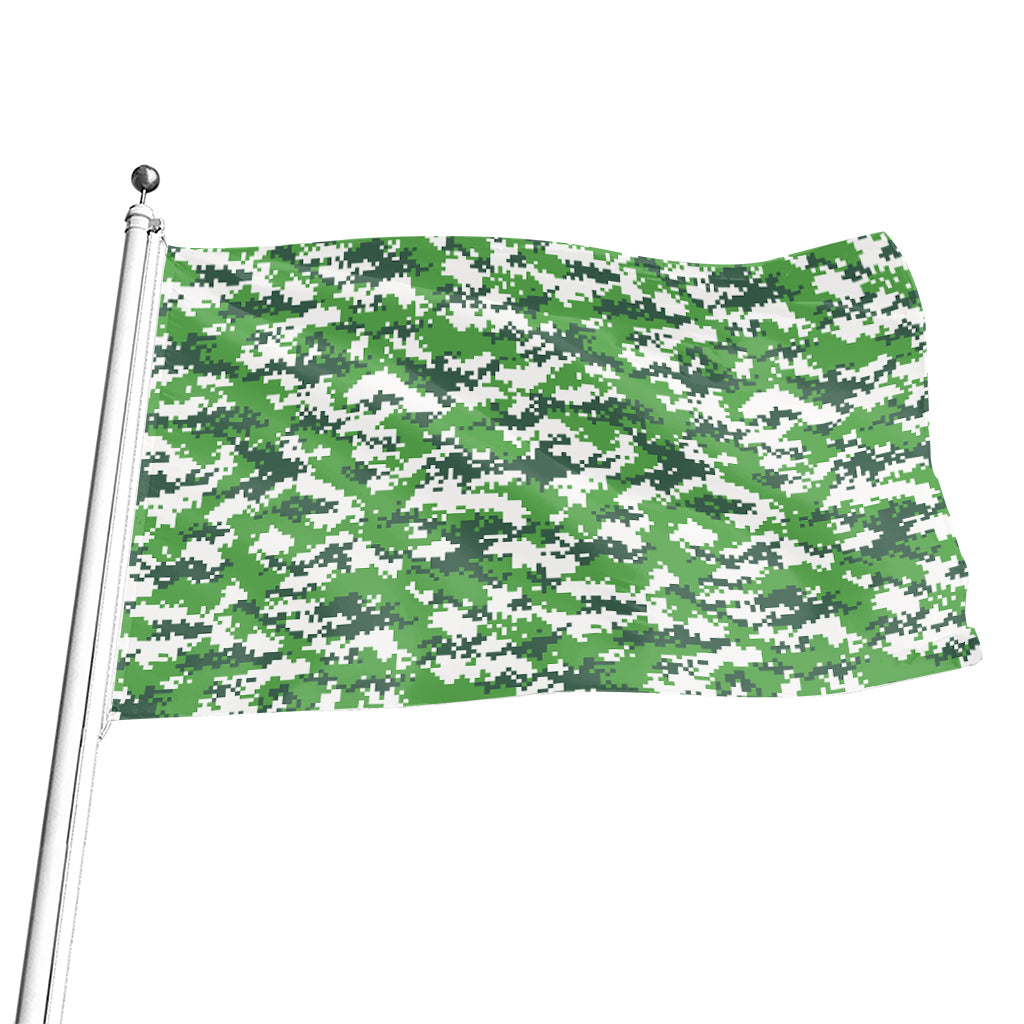 Green And White Digital Camo Print Flag