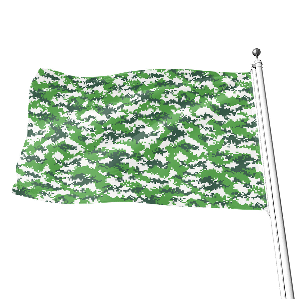 Green And White Digital Camo Print Flag