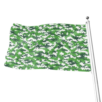 Green And White Digital Camo Print Flag