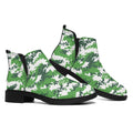 Green And White Digital Camo Print Flat Ankle Boots