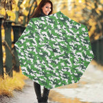 Green And White Digital Camo Print Foldable Umbrella