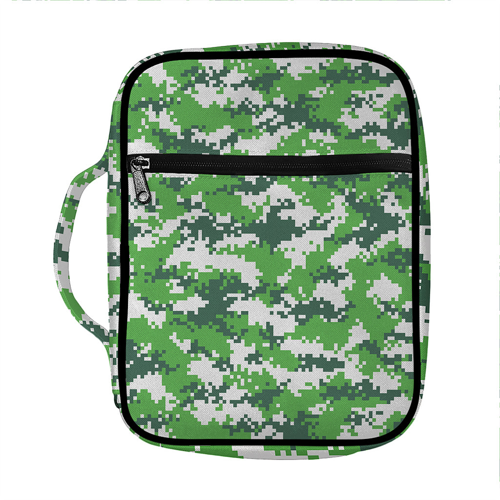 Green And White Digital Camo Print Front Pocket Bible Bag