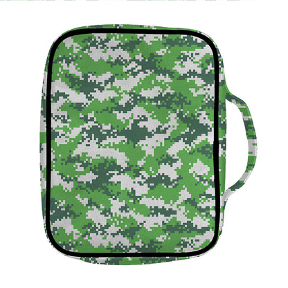 Green And White Digital Camo Print Front Pocket Bible Bag