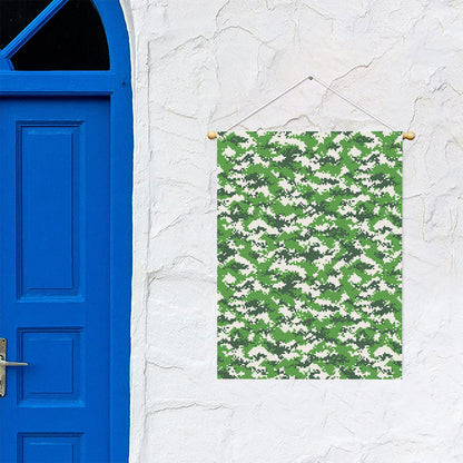 Green And White Digital Camo Print Garden Flag