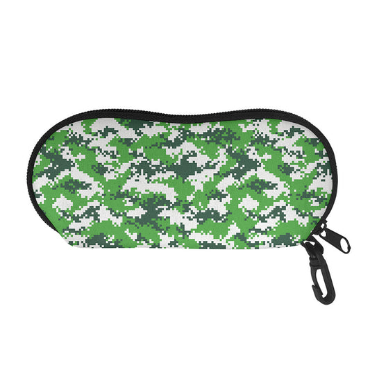 Green And White Digital Camo Print Glasses Case