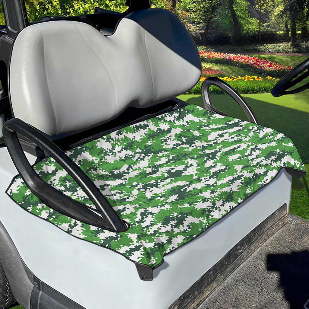Green And White Digital Camo Print Golf Cart Seat Cover