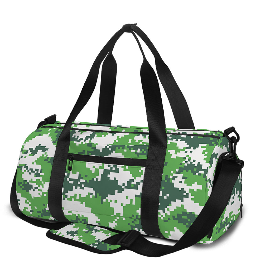 Green And White Digital Camo Print Gym Bag