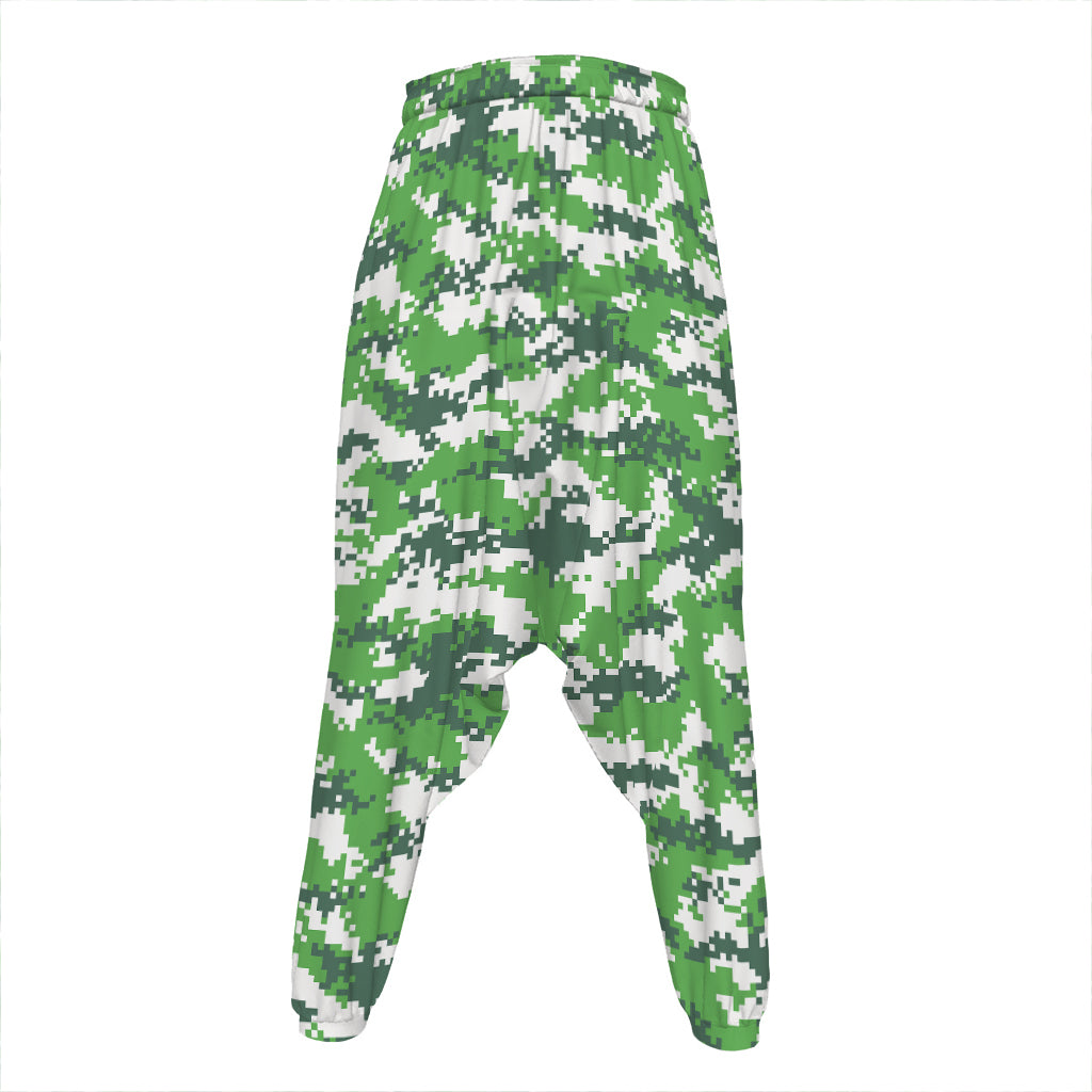 Green And White Digital Camo Print Hammer Pants