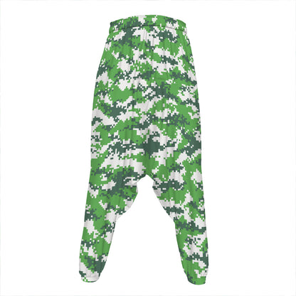 Green And White Digital Camo Print Hammer Pants