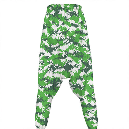 Green And White Digital Camo Print Hammer Pants