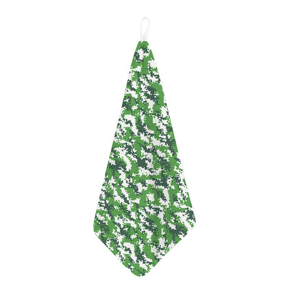 Green And White Digital Camo Print Hand Towel