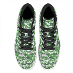 Green And White Digital Camo Print High Top Leather Sneakers