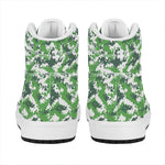 Green And White Digital Camo Print High Top Leather Sneakers