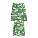 Green And White Digital Camo Print Hooded Bathrobe