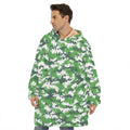 Green And White Digital Camo Print Hoodie Blanket