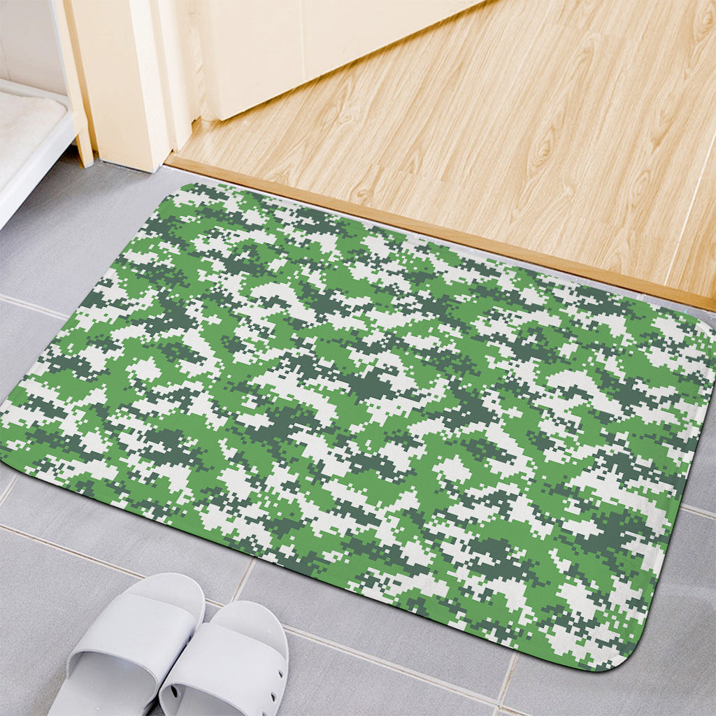 Green And White Digital Camo Print Indoor Door Mat