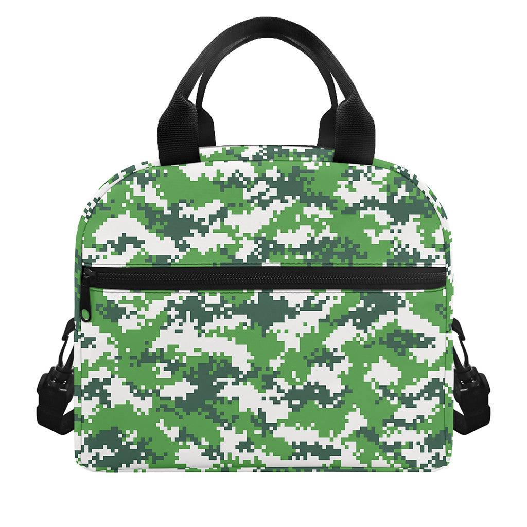 Green And White Digital Camo Print Insulated Lunch Bag