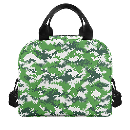 Green And White Digital Camo Print Insulated Lunch Bag