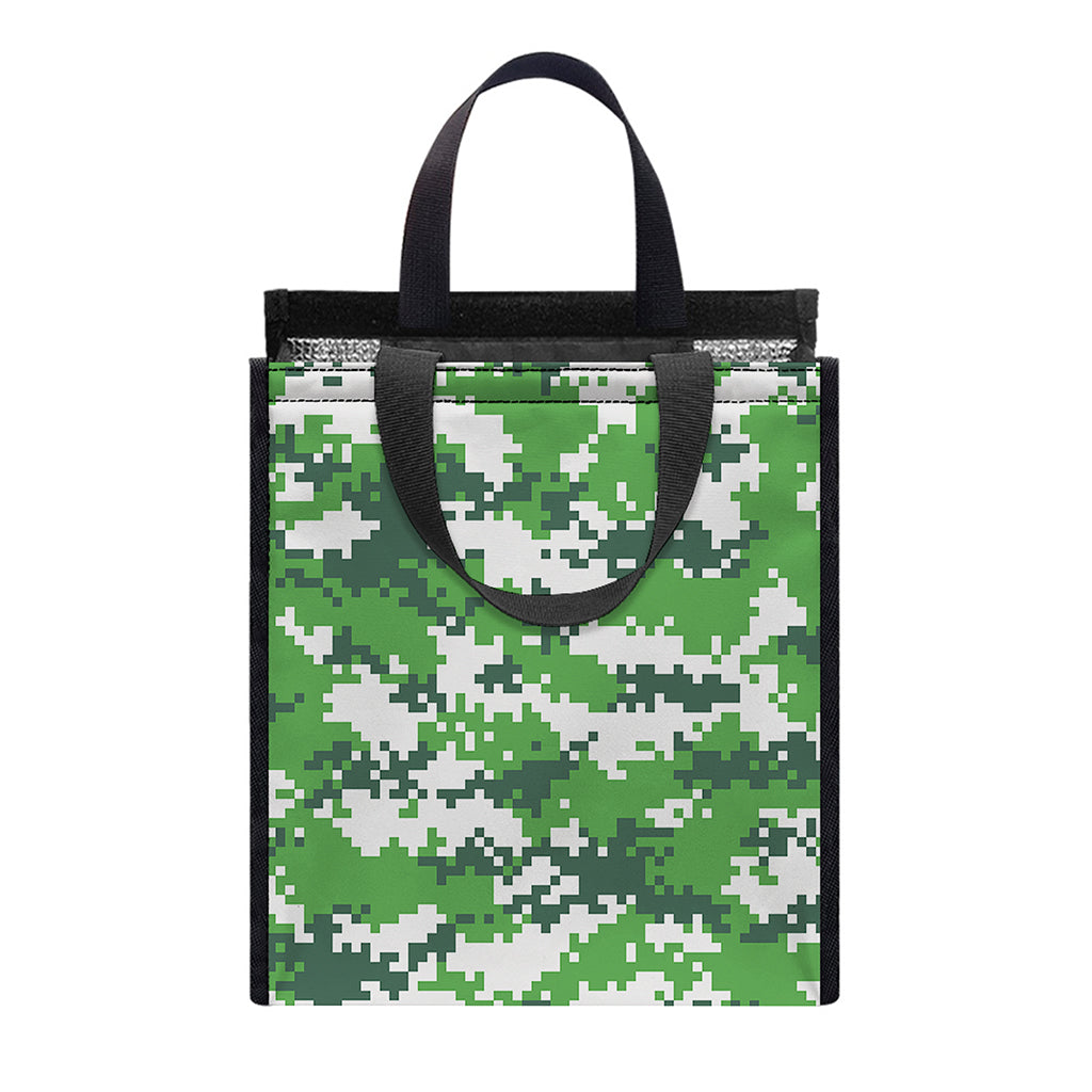 Green And White Digital Camo Print Insulated Lunch Tote