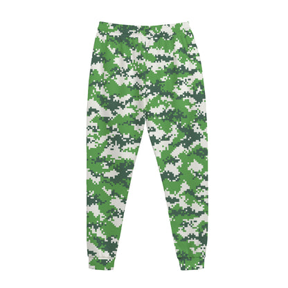 Green And White Digital Camo Print Jogger Pants