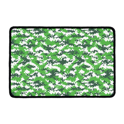 Green And White Digital Camo Print Kitchen Mat