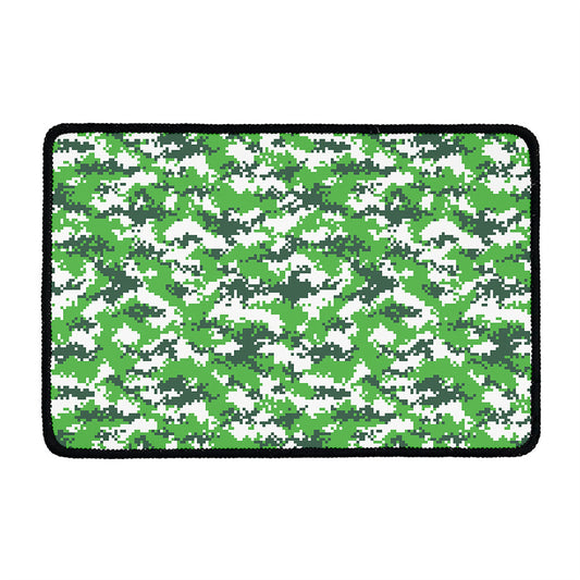 Green And White Digital Camo Print Kitchen Mat