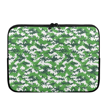 Green And White Digital Camo Print Laptop Sleeve