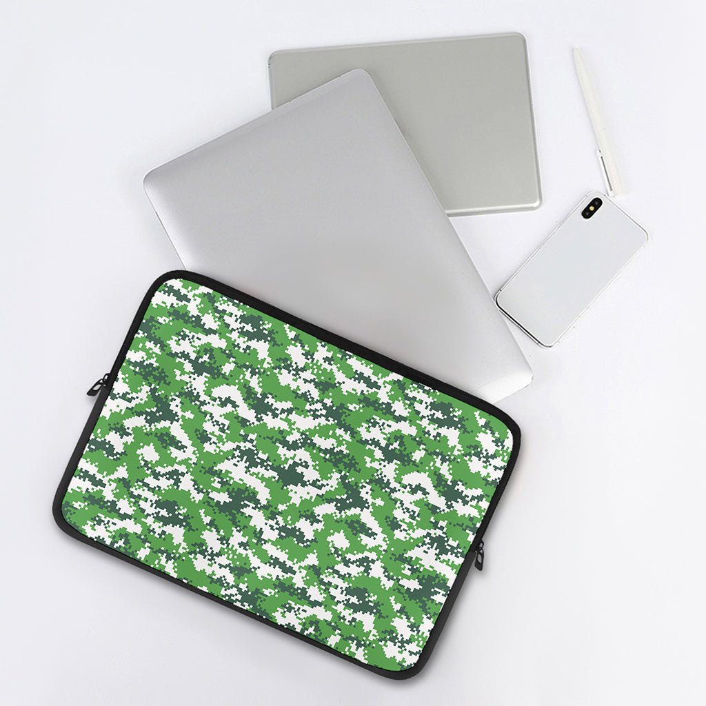 Green And White Digital Camo Print Laptop Sleeve