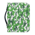 Green And White Digital Camo Print Leather Bible Cover