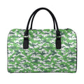Green And White Digital Camo Print Leather Duffel Bag