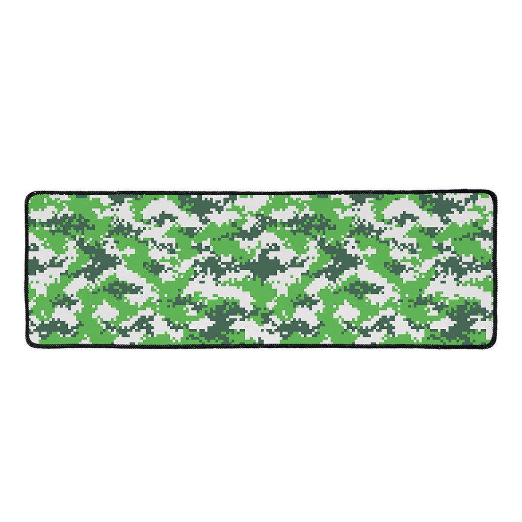 Green And White Digital Camo Print Long Kitchen Mat