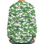 Green And White Digital Camo Print Long Sleeve Baseball Jersey