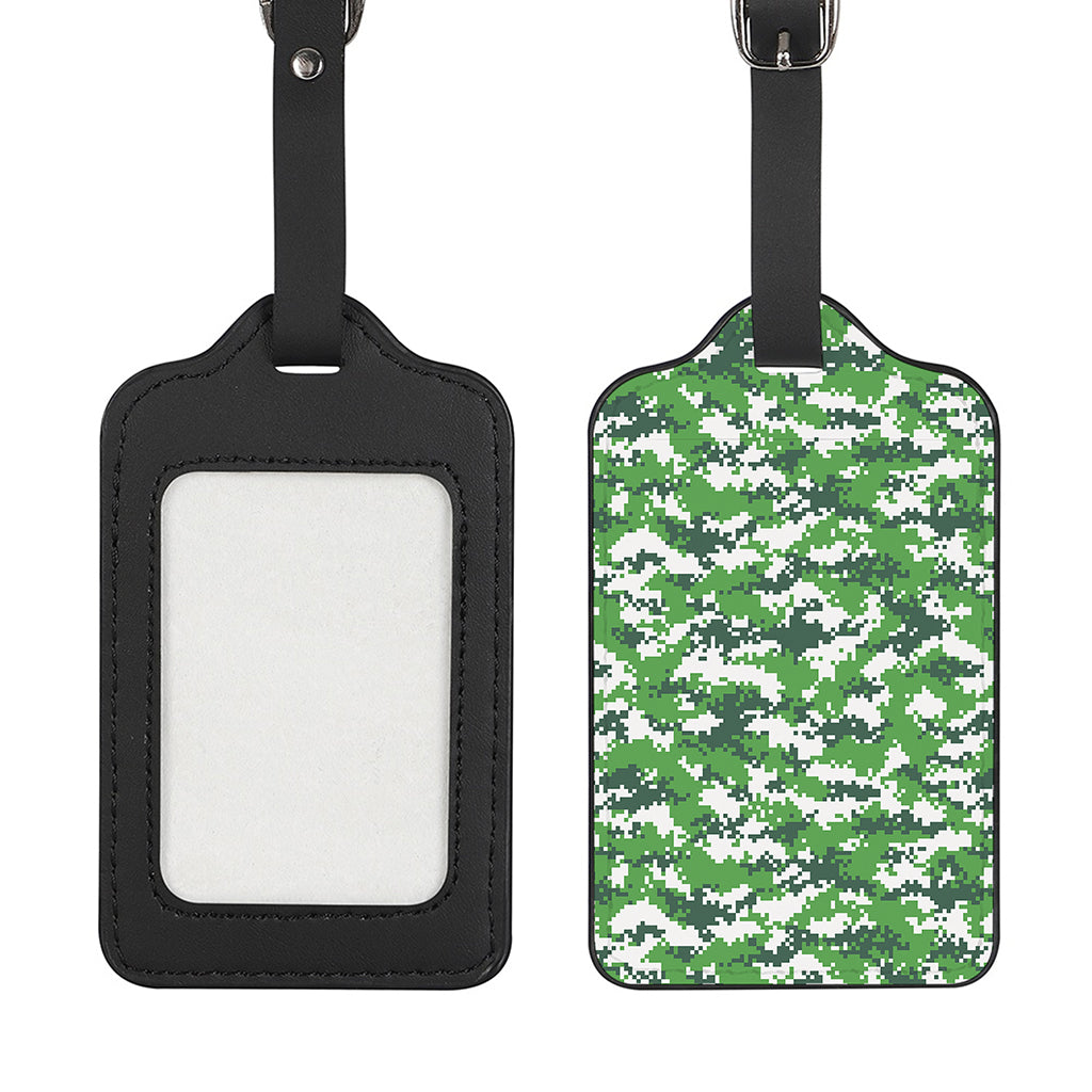 Green And White Digital Camo Print Luggage Tag